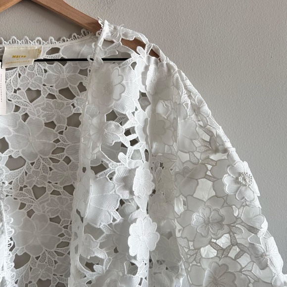 Anthropologie Floral Appliqué Shrug | White | One Size | NWT - Picture 6 of 16
